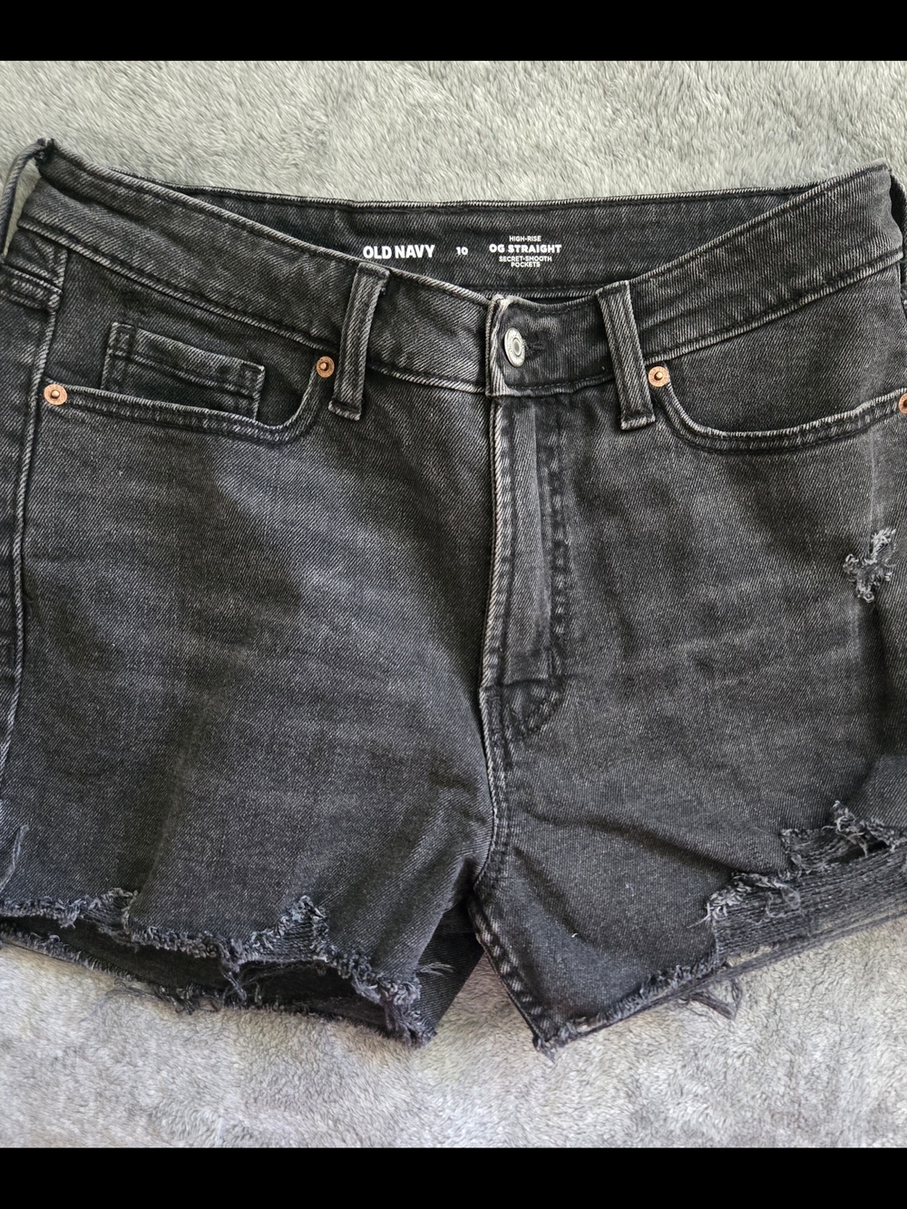 High Waist OG Straight Cutoff Jean denim Shorts Black 10